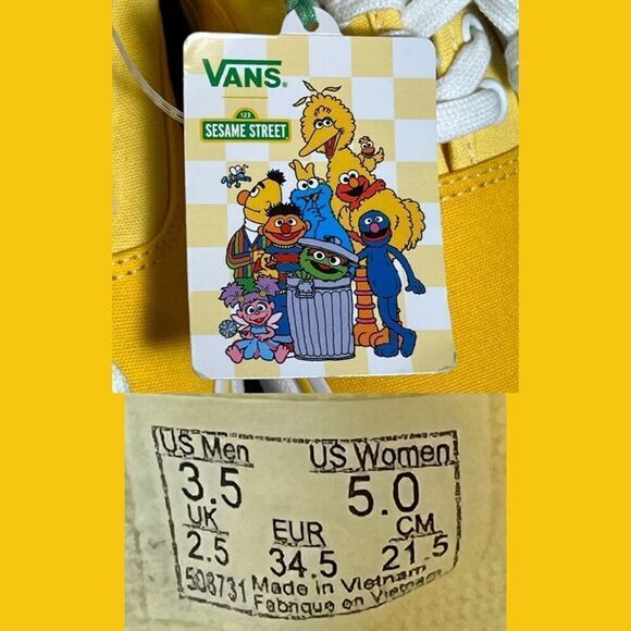 Womens VANS Authentic x Sesame Street Yellow Low Top Sneakers / Size 5 - Picture 8 of 8